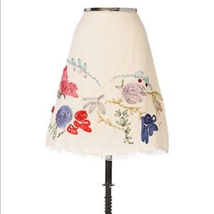 ANTHROPOLOGIE Karen Nicol Cream Floral Skirt 4